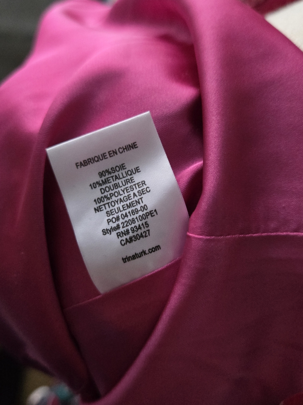 Trina Turk Bright Fuchsia Floral Silk Off-Shoulder Blouse - Picture 6 of 6